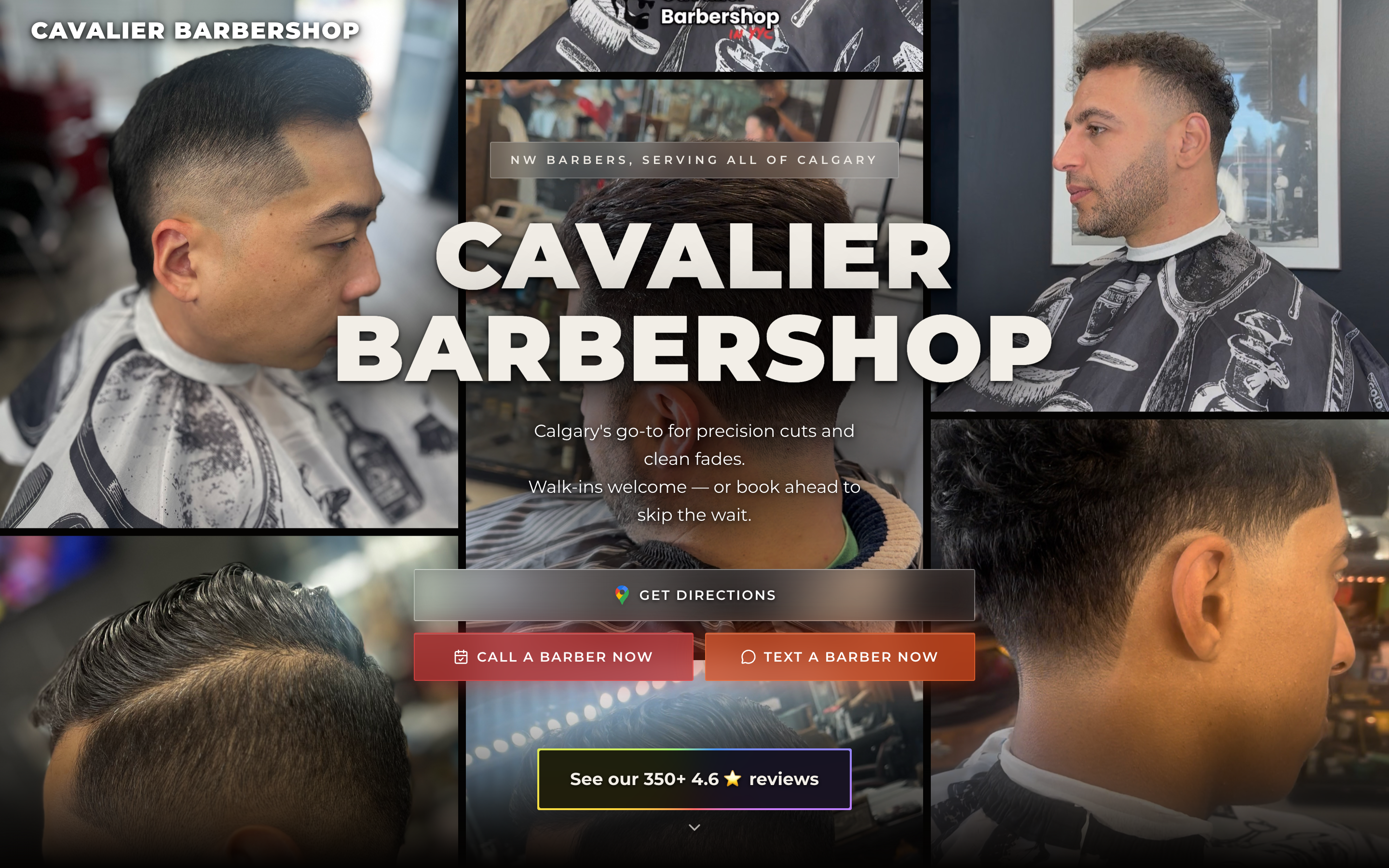 Cavalier Barbershop desktop view