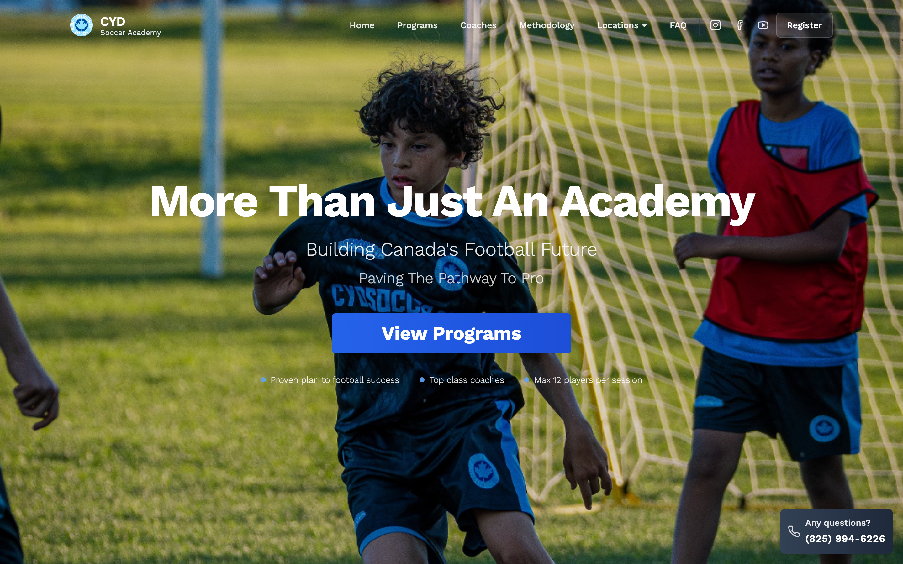 CYD Soccer Academy desktop view